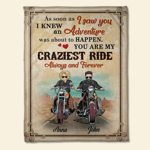 Personalized Biker Couple Blanket - You Are My Craziest Ride - Marriage Chapter - Blanket - GoDuckee