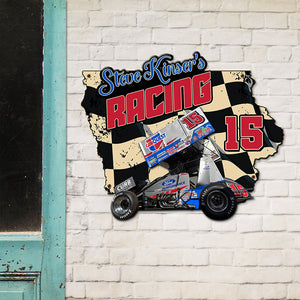 Custom made 4th of July racing metal sign with your favorite racecar photo - Metal Wall Art - GoDuckee