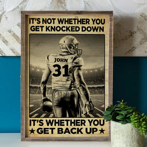 American Football Canvas Print, Get Knocked Down - Get Back Up, Personalized Wall Decor For Football Lovers - Poster & Canvas - GoDuckee