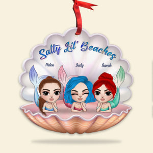 Salty Lil' Beaches Mermaid Friends, Personalized Shape Ornament Christmas Gift For Besties - Ornament - GoDuckee