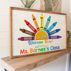 Welcome Here Personalized Teacher Layers Wood Sign - Wood Sign - GoDuckee