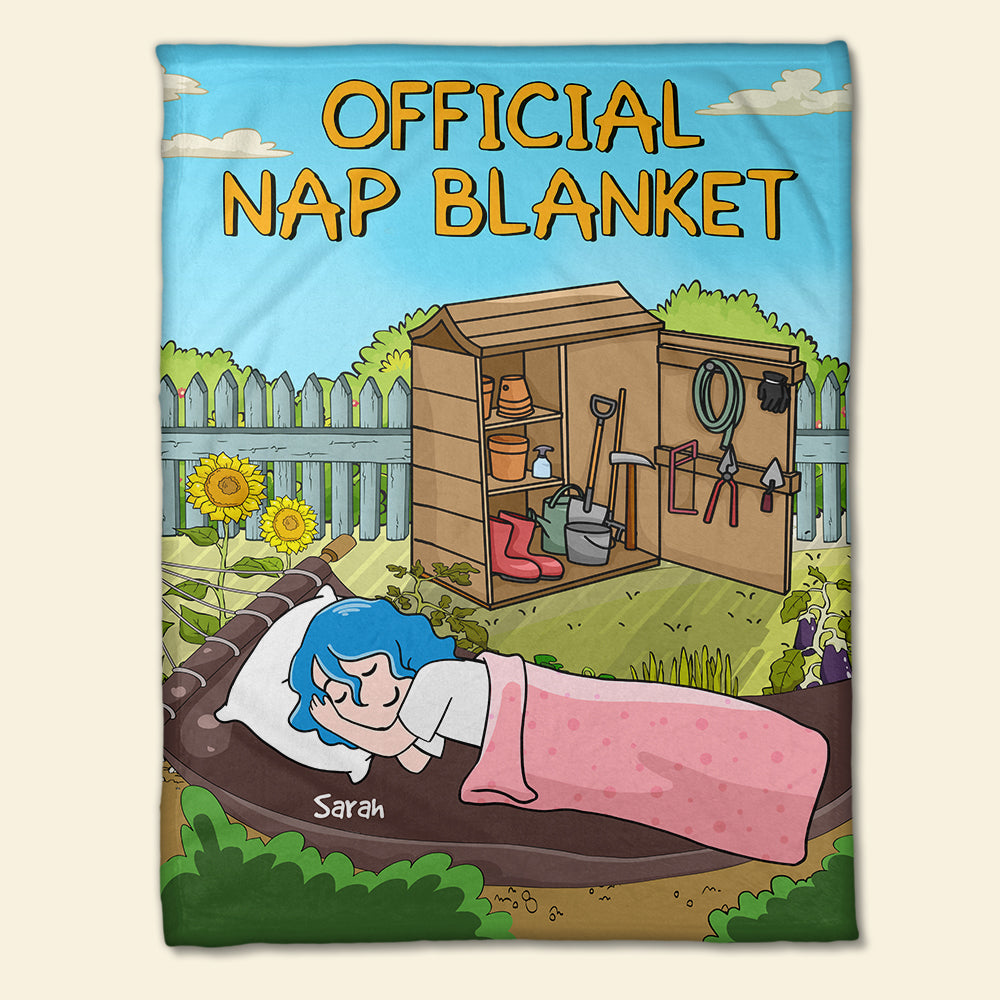For Gardening Girl - Personalized Cartoon Sleeping Girl - Official Nap Blanket - Blanket - GoDuckee
