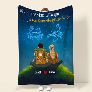 Personalized Zodiac Hiking Couple Blanket - Under The Stars With You - Blanket - GoDuckee