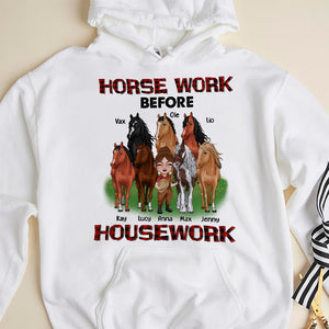 Horse Work Before Housework Personalized Horse Shirt, Gift For Farmer - Shirts - GoDuckee