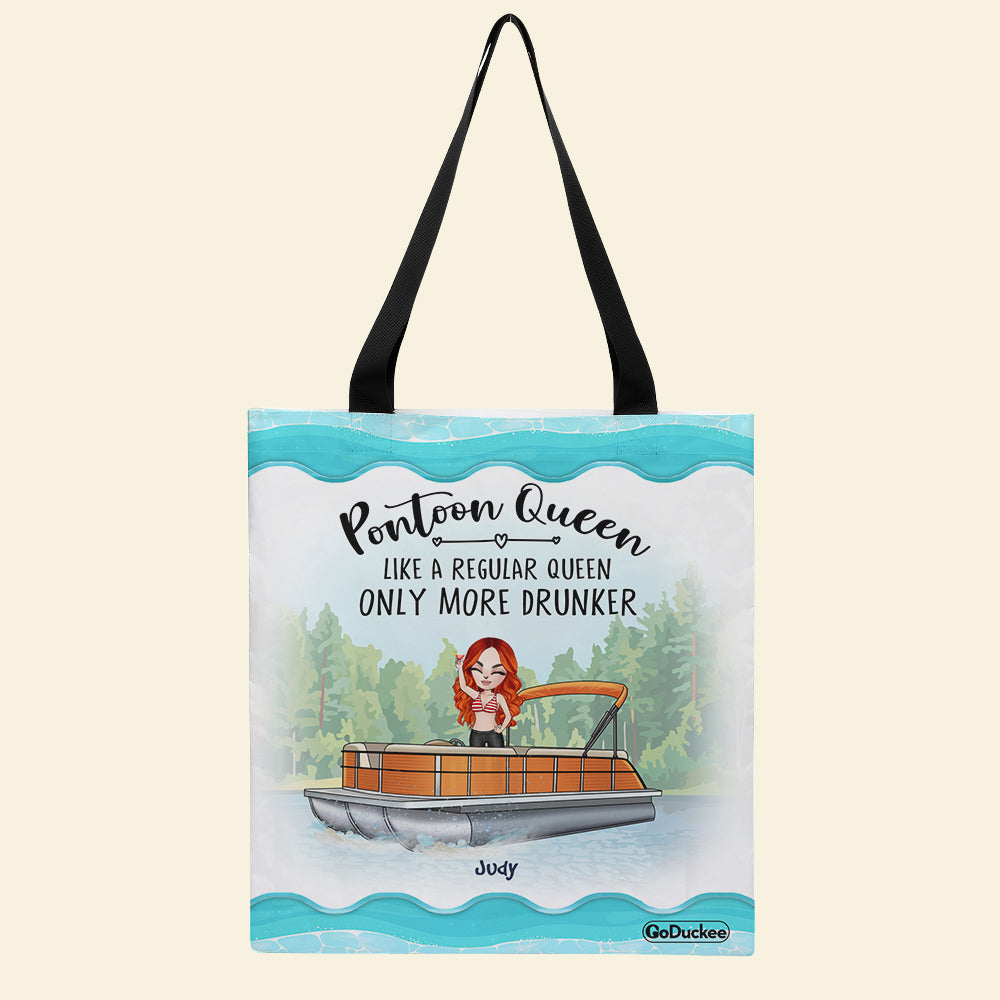 Pontoon Queen - Personalized Tote Bag - Gift For Girls - On Pontoon - Tote Bag - GoDuckee