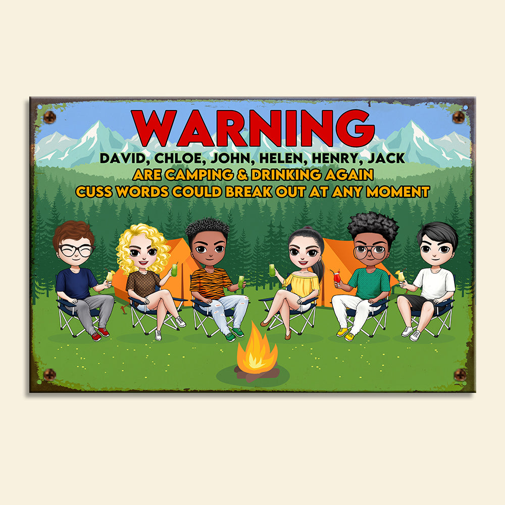 Personalized Camping Metal Sign - Camping & Drinking Again - Metal Wall Art - GoDuckee