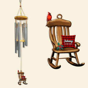 Christmas In Heaven Chair, Personalized Wooden Wind Chimes For The Loss Of Loved One - Wind Chimes - GoDuckee