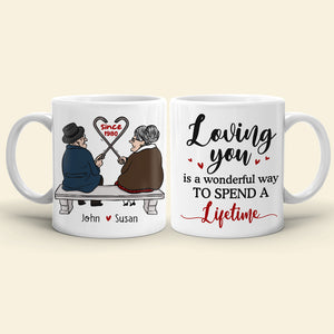 Loving You is A Wonderful Way to Spend A Lifetime, Personalized Couple Mug - Coffee Mug - GoDuckee