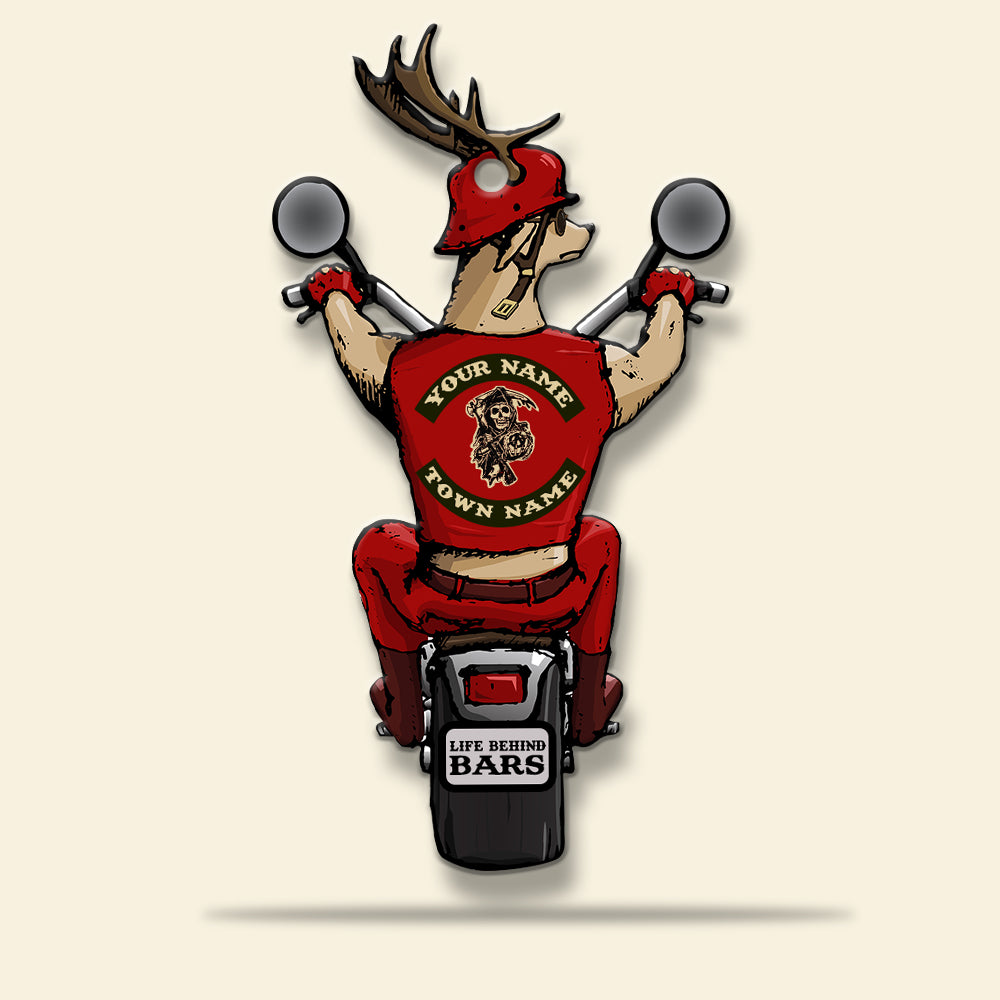 Biker Life Behind Bars - Personalized Christmas Ornament - Ornament - GoDuckee