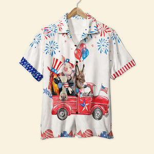 Farm Animals 4th Of July - Hawaiian Shirt, Aloha Shirt - Hawaiian Shirts - GoDuckee