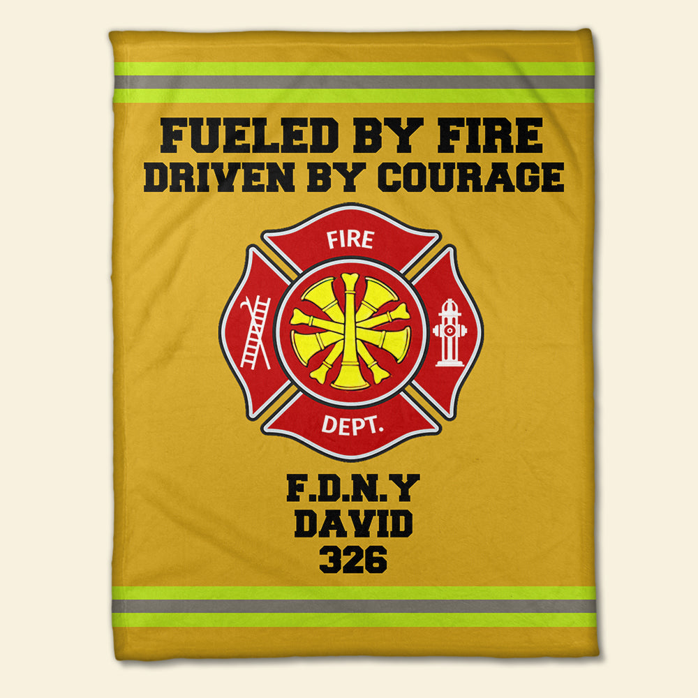 Custom Firefighter Logo Blanket - Fueled By Fire Driven By Courage - Blanket - GoDuckee
