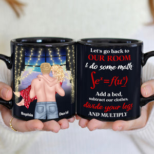 Let's Go Back To Our Room & Do Some Math, Personalized Couple Black Mug - Coffee Mug - GoDuckee