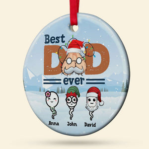 Best Dad Ever- Personalized Ceramic Ornament- Sperm Kids - Ornament - GoDuckee