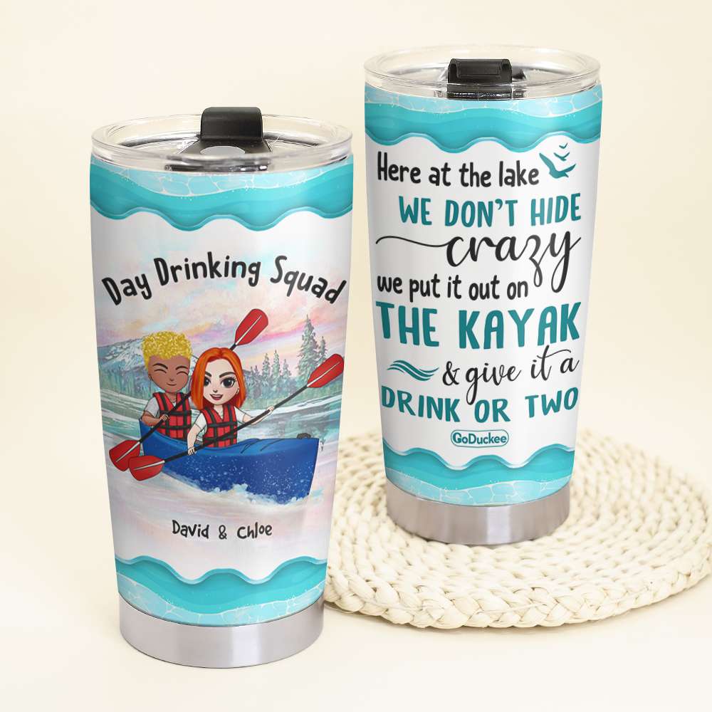 Personalized Kayaking Couple Tumbler - Day Drinking Squad - Tumbler Cup - GoDuckee