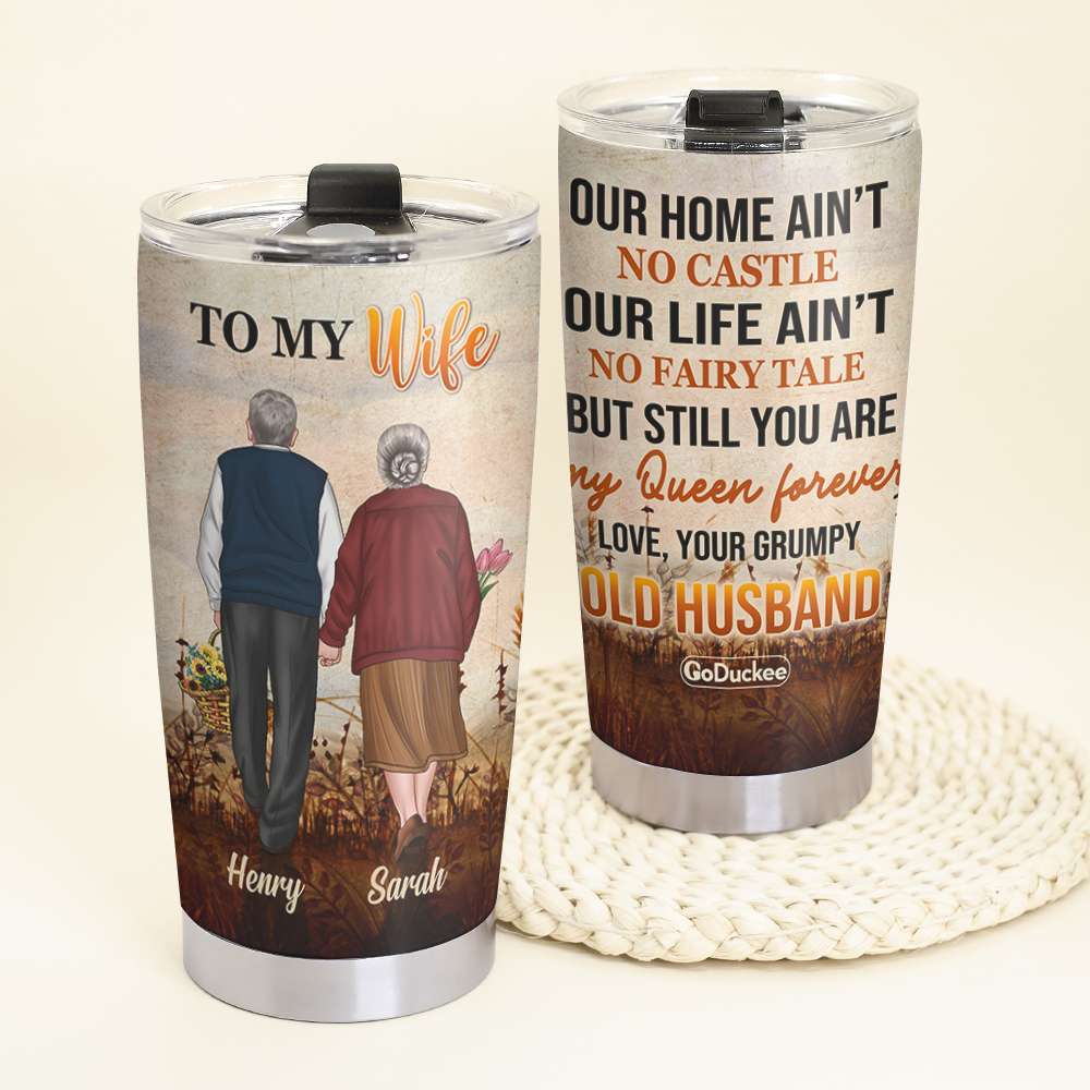 Personalized Old Couple Tumbler Cup - Love, Your Grumpy Old Husband CPL1412 - Tumbler Cup - GoDuckee