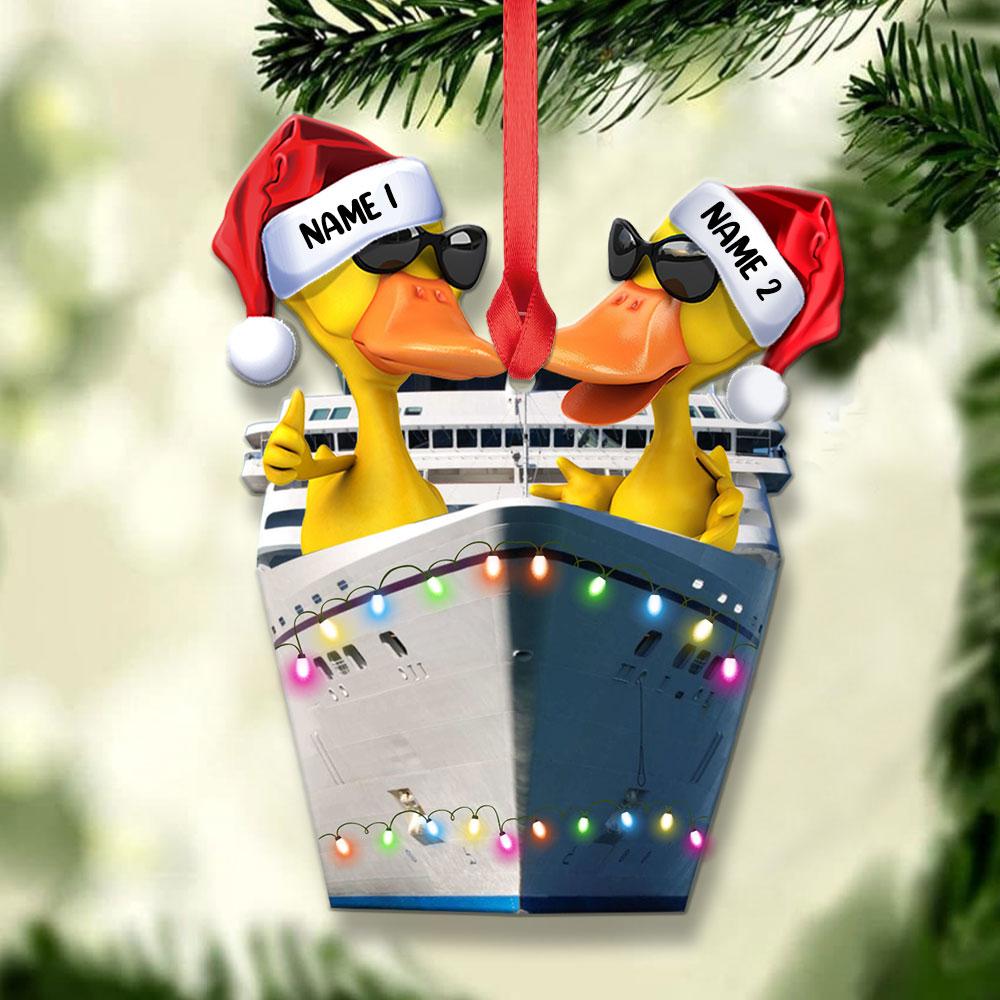 Cruising Couple Ducks - Personalized Christmas Ornament - Gifts for Cruising Lovers, Couple - Ornament - GoDuckee