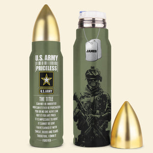 US Army The Priceless Title, Personalized Veteran Bullet Tumbler, Custom Military Unit - Water Bottles - GoDuckee