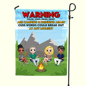 Personalized Camping Flag - Warning Camping & Drinking Again - Flag - GoDuckee