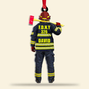 Firefighter Back View, Personalized Acrylic Ornament - Ornament - GoDuckee