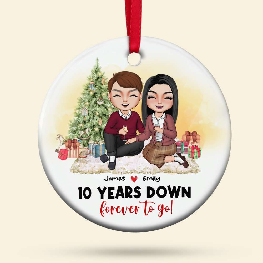 Forever To Go Personalized Ceramic Ornament, Gift For Couple - Ornament - GoDuckee