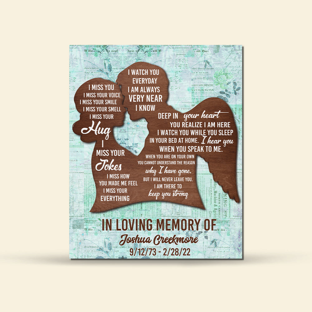 Heaven In Loving Memory Of - Personalized 2 Layers Wood Sign - Wood Sign - GoDuckee