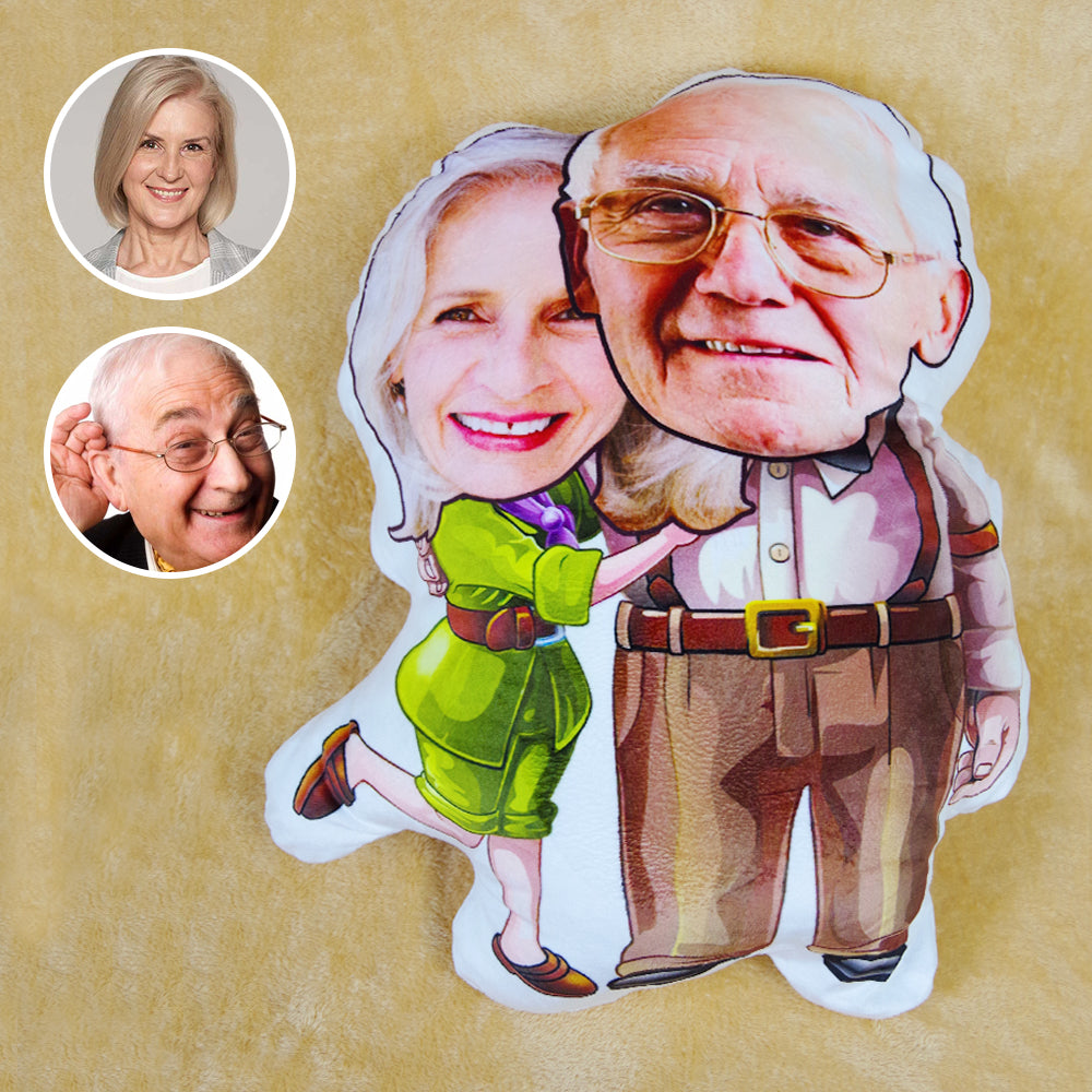 Custom Face Pillow, Love Family, Old Couple Happiness - Pillow - GoDuckee