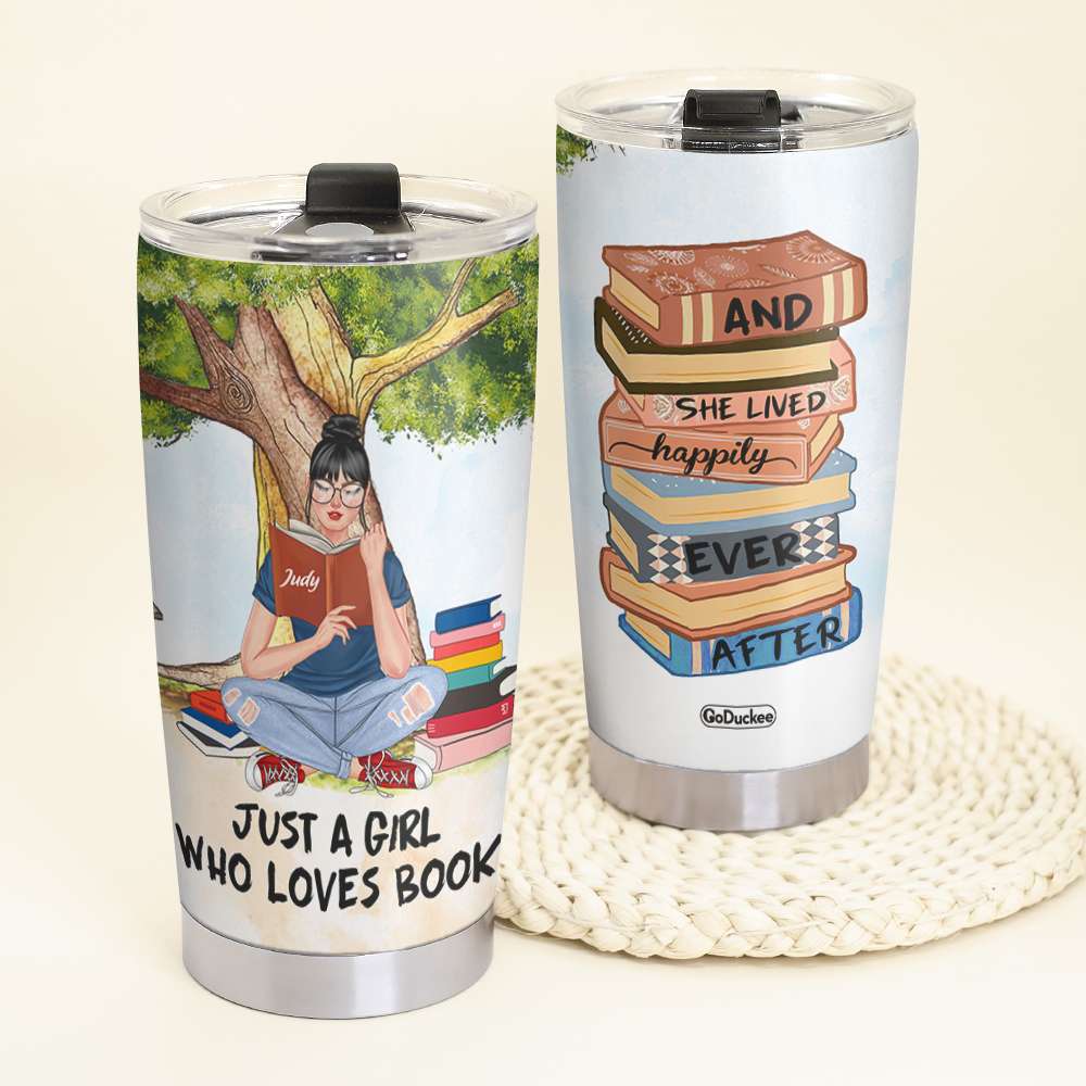 Just A Girl Who Loves Books - Personalized Tumbler Cup - Gift For Book Lovers - Tumbler Cup - GoDuckee
