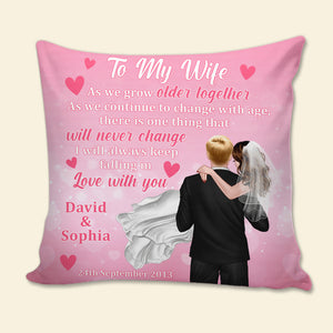 Keep Falling In Love With You, Personalized Square Pillow, Romantic Couple Pillow, Gift For Wife/Husband - Pillow - GoDuckee