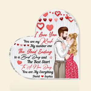 You Are My Rock, Personalized Heart Shaped Acrylic Plaque, Gifts For Couple - Decorative Plaques - GoDuckee