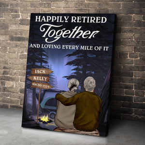 Personalized Camping Old Couple Poster - Happily Retired Together - Old Couple Shoulder to Shoulder - Poster & Canvas - GoDuckee