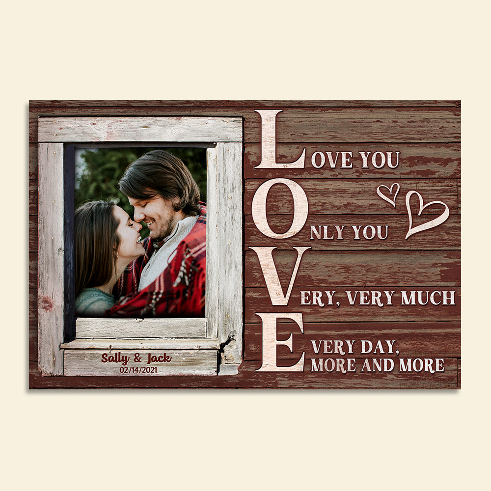 Custom Couple Photo Poster - Love You Only You Very Very Much - Wood Frame Art - Poster & Canvas - GoDuckee