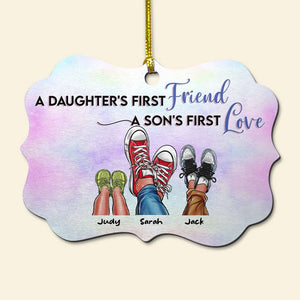 Mom And Kid Shoes Personalized Medallion Acrylic Ornament - Ornament - GoDuckee