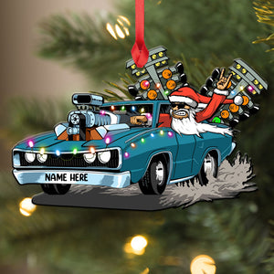 Drag Racing Hot Rod with Drag Tree Light - Personalized Christmas Ornament - Christmas Gift For Drag Racer - Ornament - GoDuckee