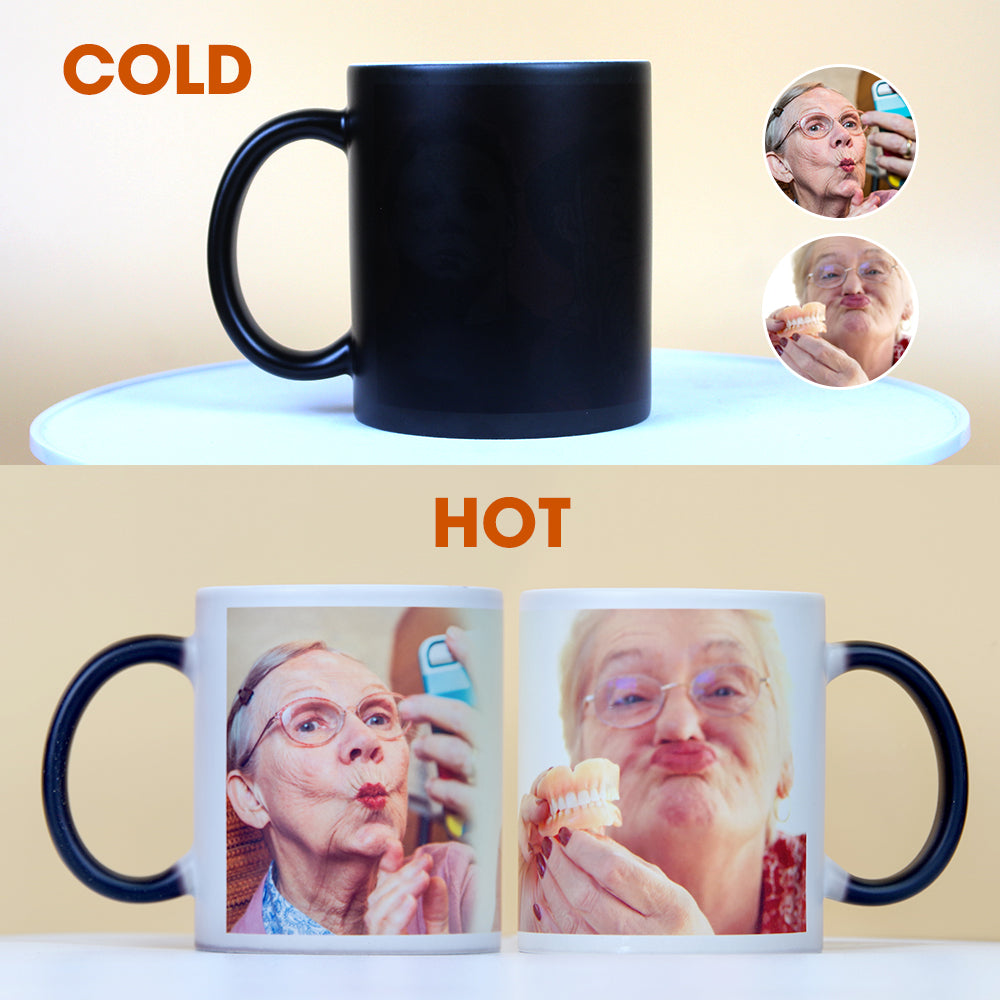 Custom Photo Magic Mug, Gift For Mom, Grandma - Magic Mug - GoDuckee