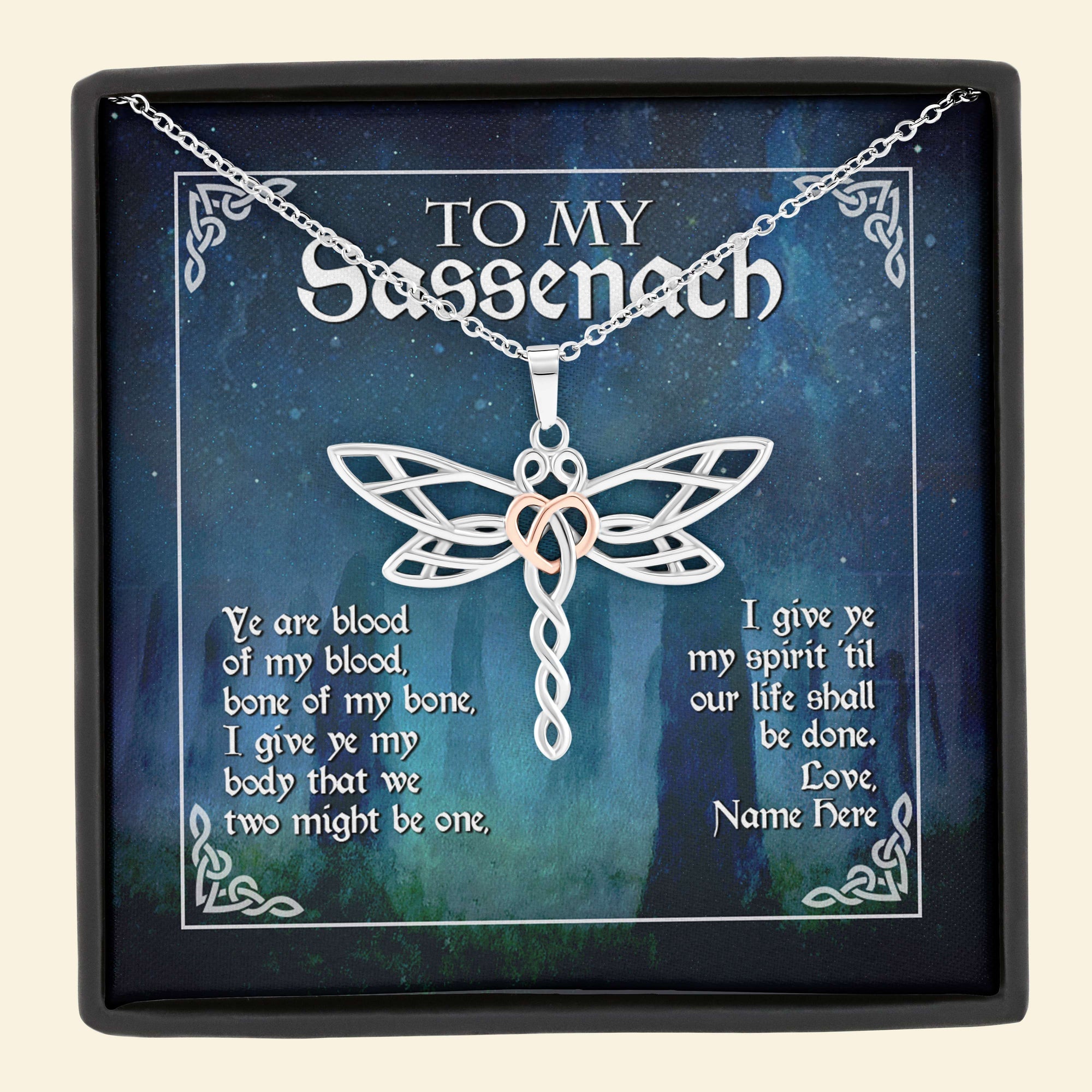 Outlander Novel Film To My Sassenach - Personalized Dragonfly Necklace - Jewelry - GoDuckee
