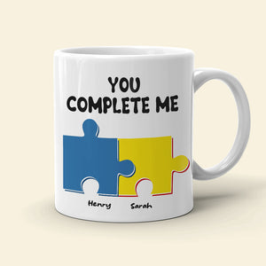 Funny Couple You Complete Me Puzzle, Personalized White Mug, Gift For Couple - Coffee Mug - GoDuckee