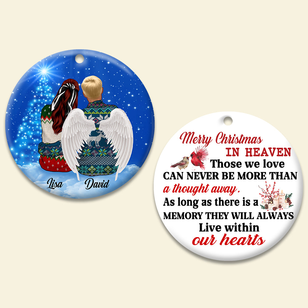 Heaven Merry Christmas In Heaven - Personalized Circle Ceramic Ornament - Ornament - GoDuckee