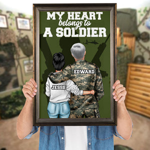 Personalized Veteran Couple Poster - My Heart Belongs To A Soldier - Poster & Canvas - GoDuckee