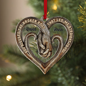 God Blessed The Broken Road That Led Me Straight To You, Personalized Couple Ornament - Ornament - GoDuckee