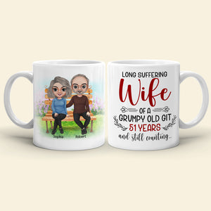 Long Suffering Wife Of A Grumpy Old Git, Old Couple Anniversary White Mug - Coffee Mug - GoDuckee