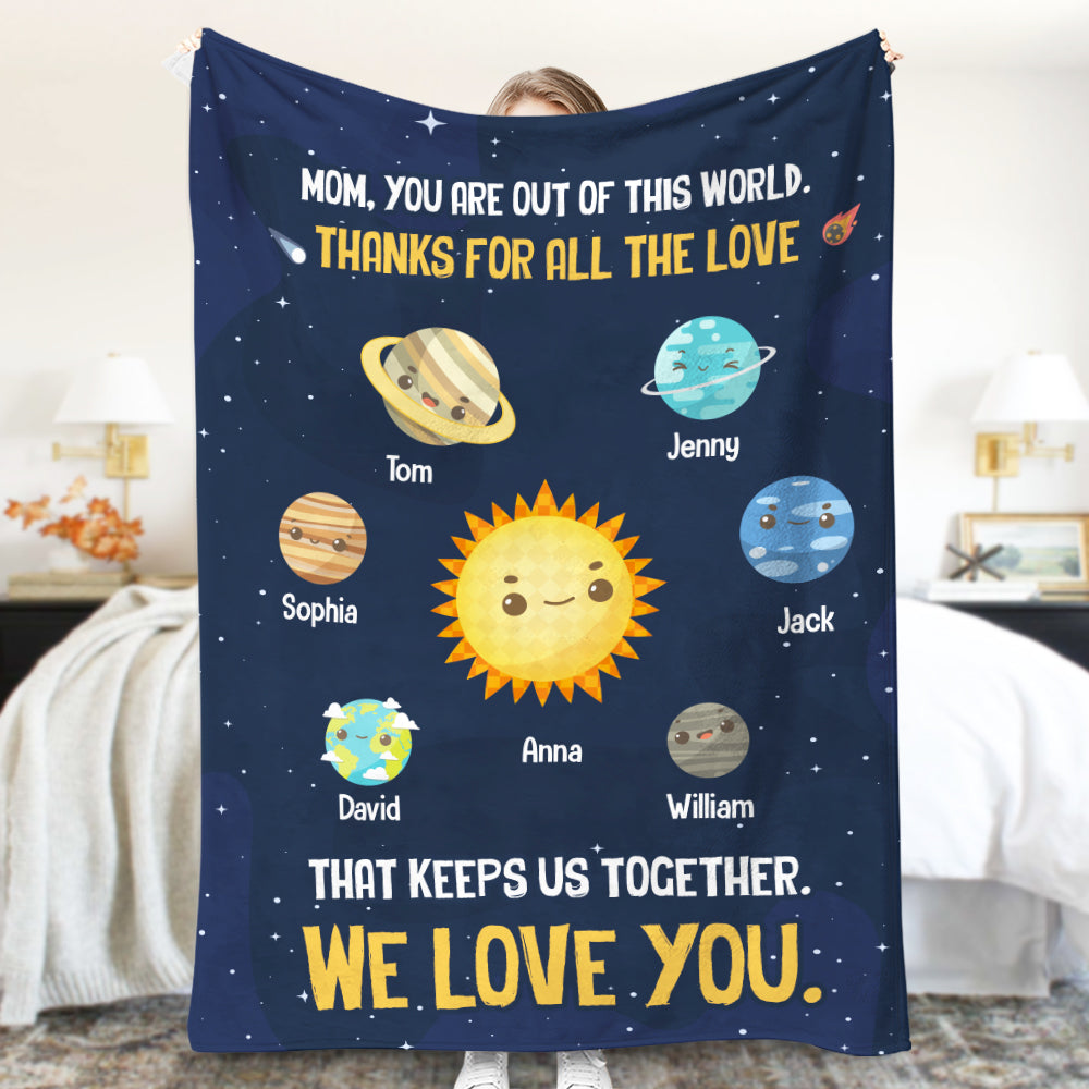 Mom You Are Out Of This World-Gift For Mother- Personalized Blanket- Mother's Day Blanket - Blanket - GoDuckee