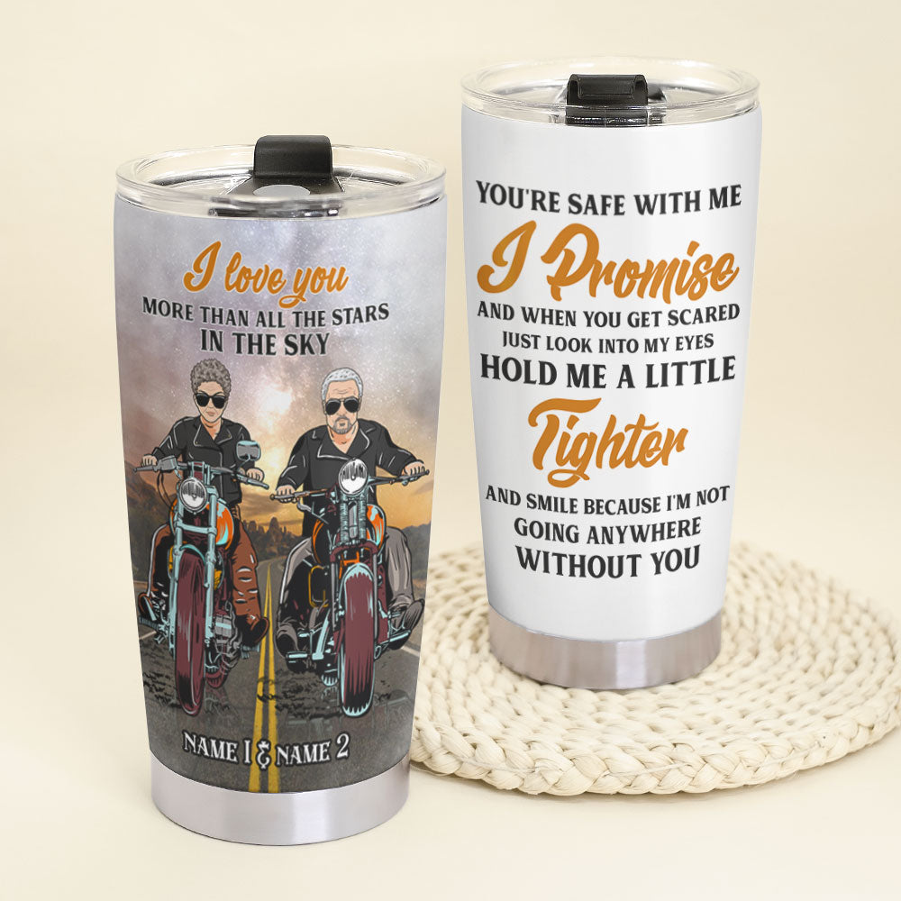 Biker Couple I Love You More Than All The Starts In The Sky Personalized Tumbler - Tumbler Cup - GoDuckee