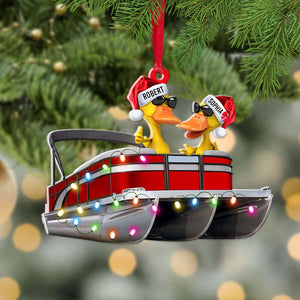 Pontoon Happy Ducky Duck, Personalized Acrylic Ornament - Ornament - GoDuckee