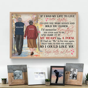 Personalized Old Couple Poster - If I Had My Life To Live Over Again - Old Couple Hand In Hand Back View - Poster & Canvas - GoDuckee