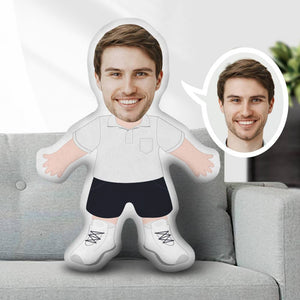 Cute Boy In Polo Shirt And Black Shorts, Custom Face Pillow, Gift For Him 303 - Pillow - GoDuckee