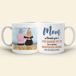 Mom, Thank You For Raising Me, Gift For Mom, Personalized Mug, Mom And Daughter Sitting Mug, Mother's Day Gift - Coffee Mug - GoDuckee
