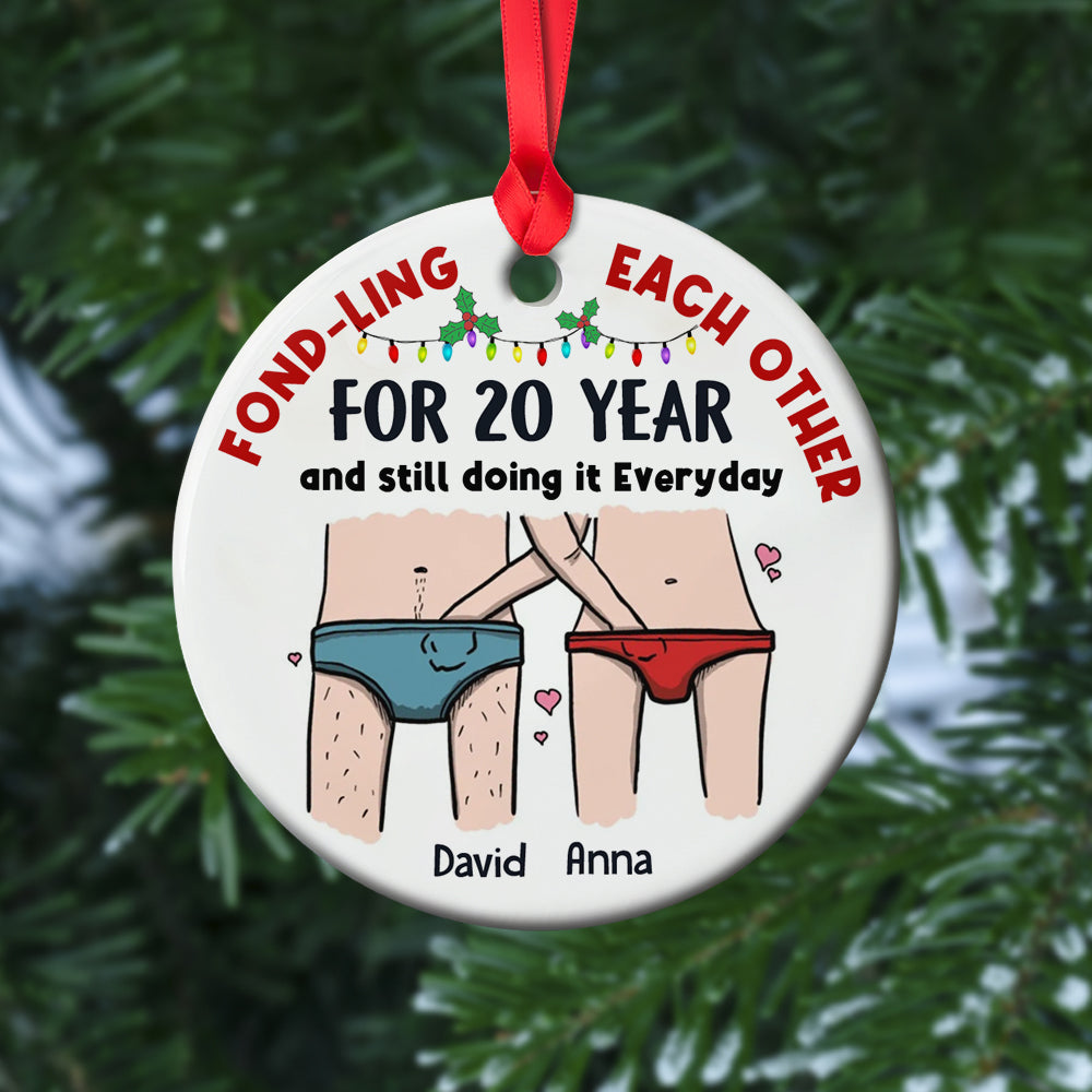 Fond-ling Each Other For Years Funny Ornament Personalized Couple Ornament, Christmas Tree Decor - Ornament - GoDuckee