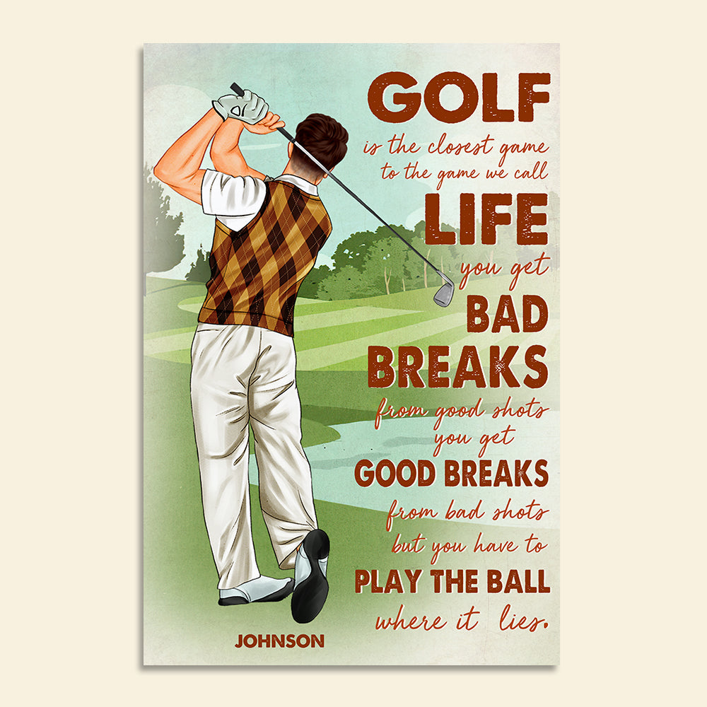 Personalized Man Playing Golf Poster - Golf Is The Closest Game To The Game - Poster & Canvas - GoDuckee