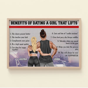 Personalized Gym Couple Poster - Benefits Of Dating A Girl/Guy That Lifts - Poster & Canvas - GoDuckee