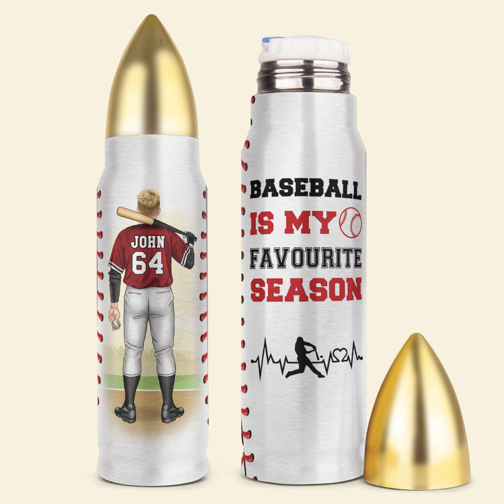 Baseball Player Bullet Tumbler - Baseball Is My Favourite Season - Water Bottles - GoDuckee